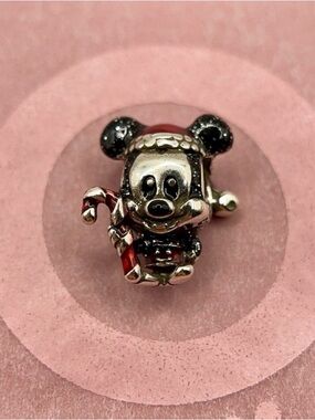 Pandora Disney Mickey Mouse Holiday Santa Candy Cane Charm